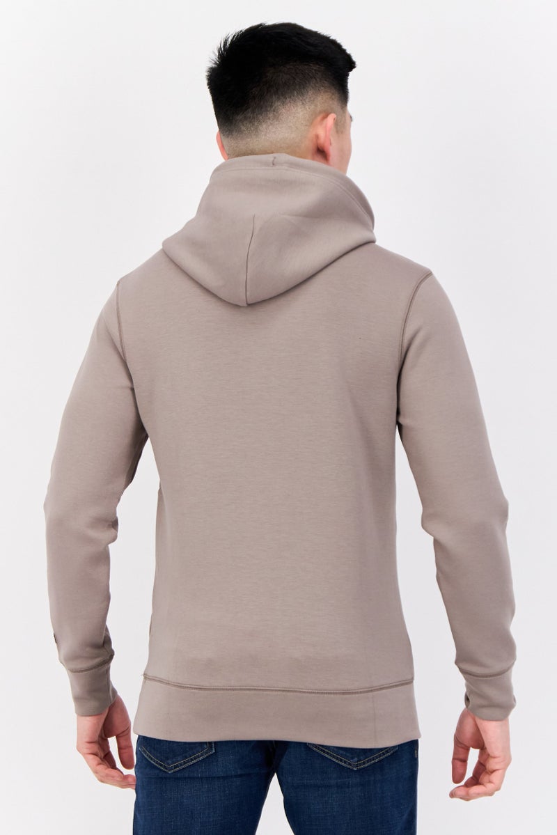 American Eagle Men Graphic Print Long Sleeve Hoodie, Taupe - Image 3