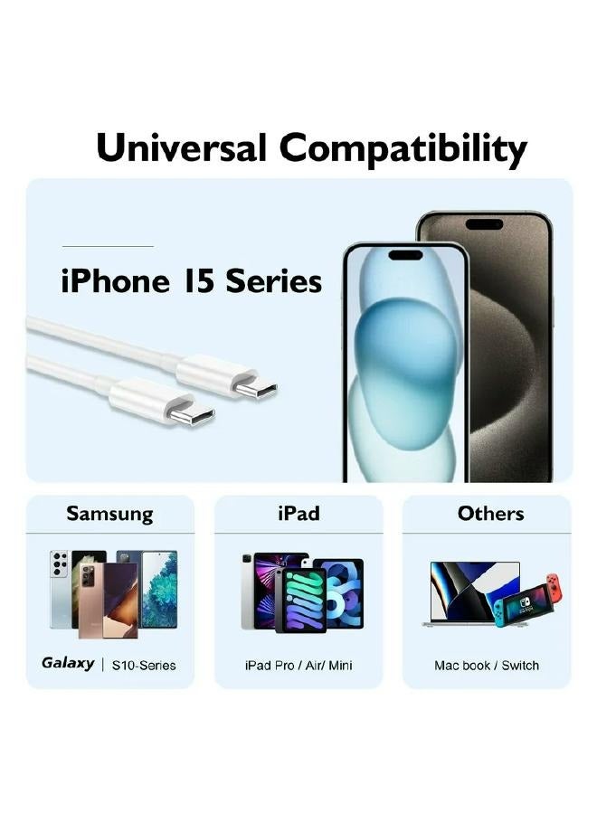 Fast Charging Cable for iPhone 15 【2 Pack 1M】, USB C PD Charging Cable for Apple MacBook Air, MacBook Pro 2020, iPad 12.9 5th Gen/Air 4/Mini, 6, Samsung S22 Plus/S22 Ultra/S21/ S20/a52, USB - Image 2