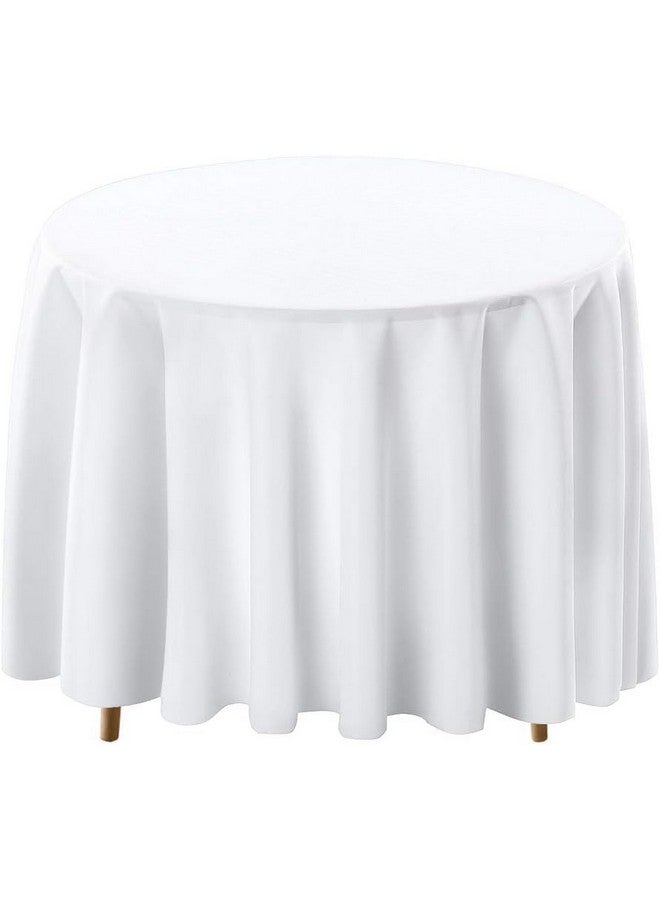 Surmente سيرمنت 5 عبوات من مفرش الطاولة الأبيض للطاولات الدائرية، مفرش طاولة دائري بطول 120 بوصة لحفلات الزفاف، الولائم، أو المطاعم - Image 1
