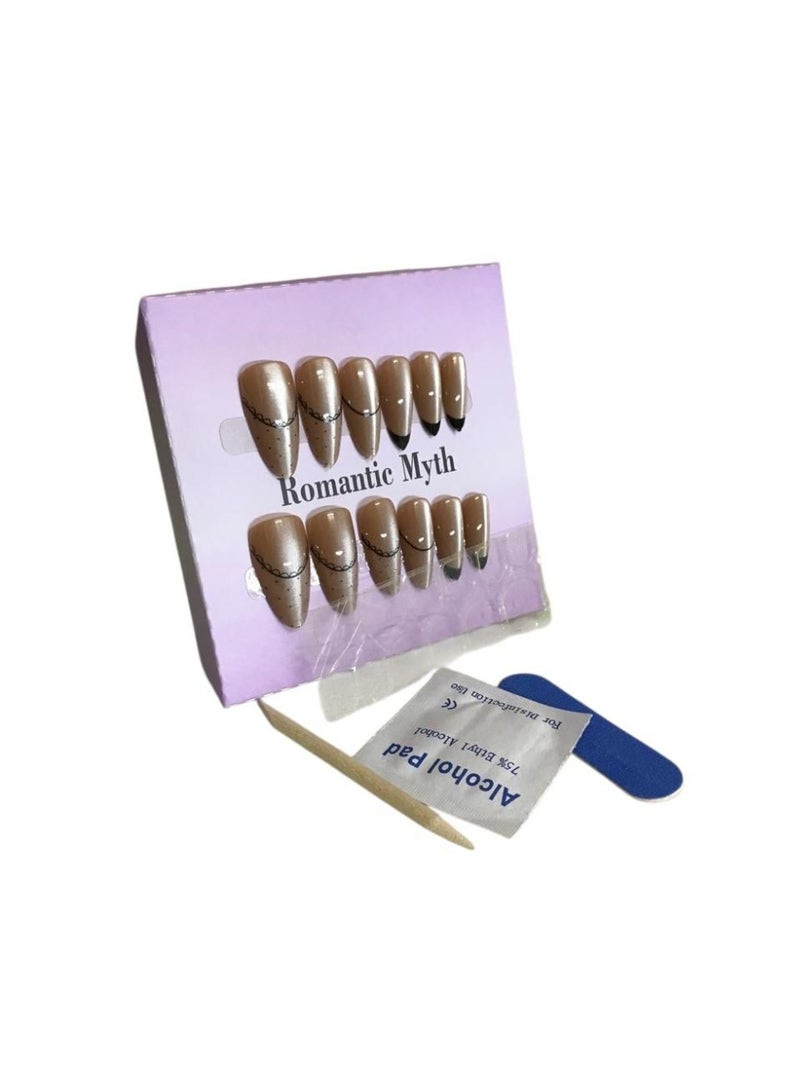 أظافر صناعية طويلة 3D برسومات مميزة – مجموعة كاملة مع مبرد + منديل تنظيف + لاصق دابل فيس + عود خشبي لتركيب سهل - Image 2