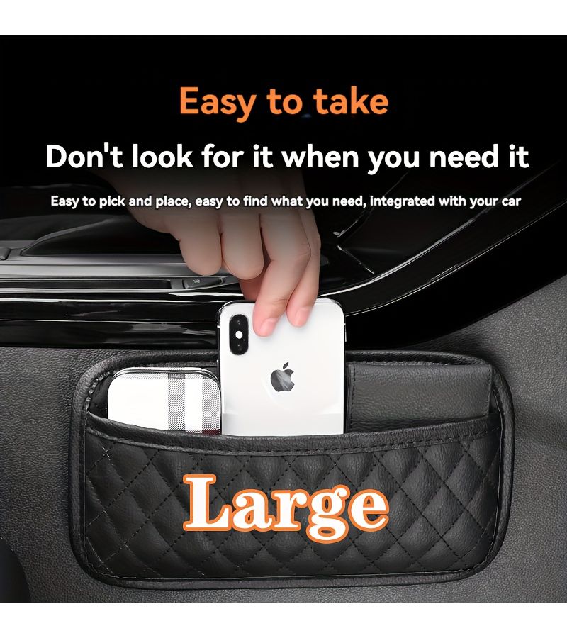 Medium Premium PU Leather Car Organizer 200G Load Capacity Phone Earphone Storage - Image 3