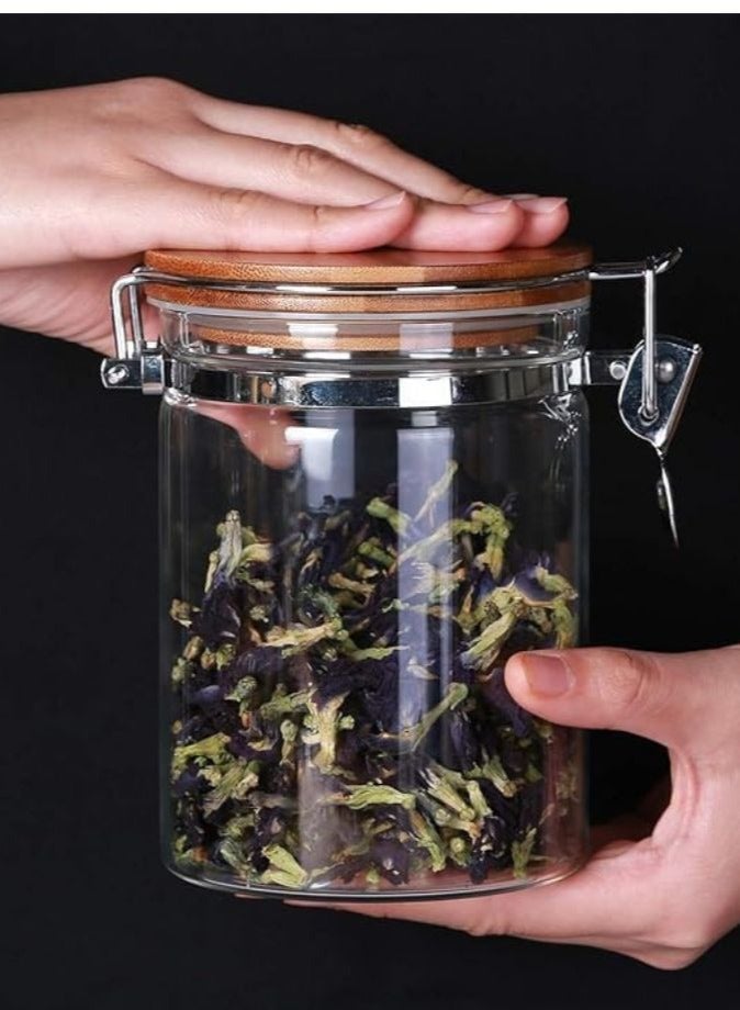 1Chase Borosilicate Glass Storage Jar With Clip and Airtight Bamboo Lid 750 ML (Set of 2) - Image 2