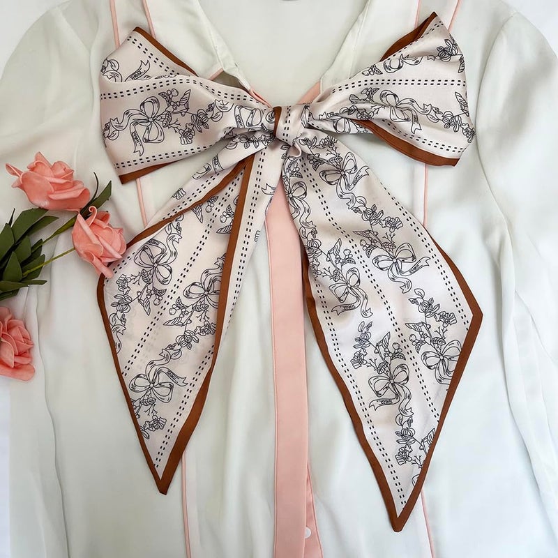 FONYVE Silk Head Scarf for Hair Fashion Headwrap for Women Lightweight Neck Tie - Image 4