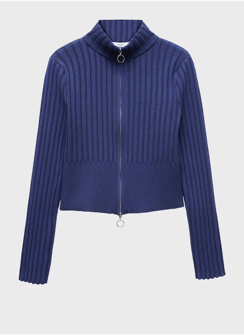 MANGO Zip Detail Crop Cardigan  - Image 5