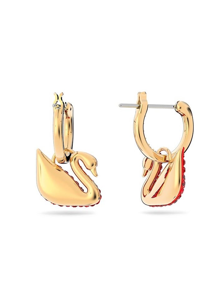 Swaro أقراط نسائية متدلية باللون الأحمر من مجموعة سوان الشهيرة - Image 3