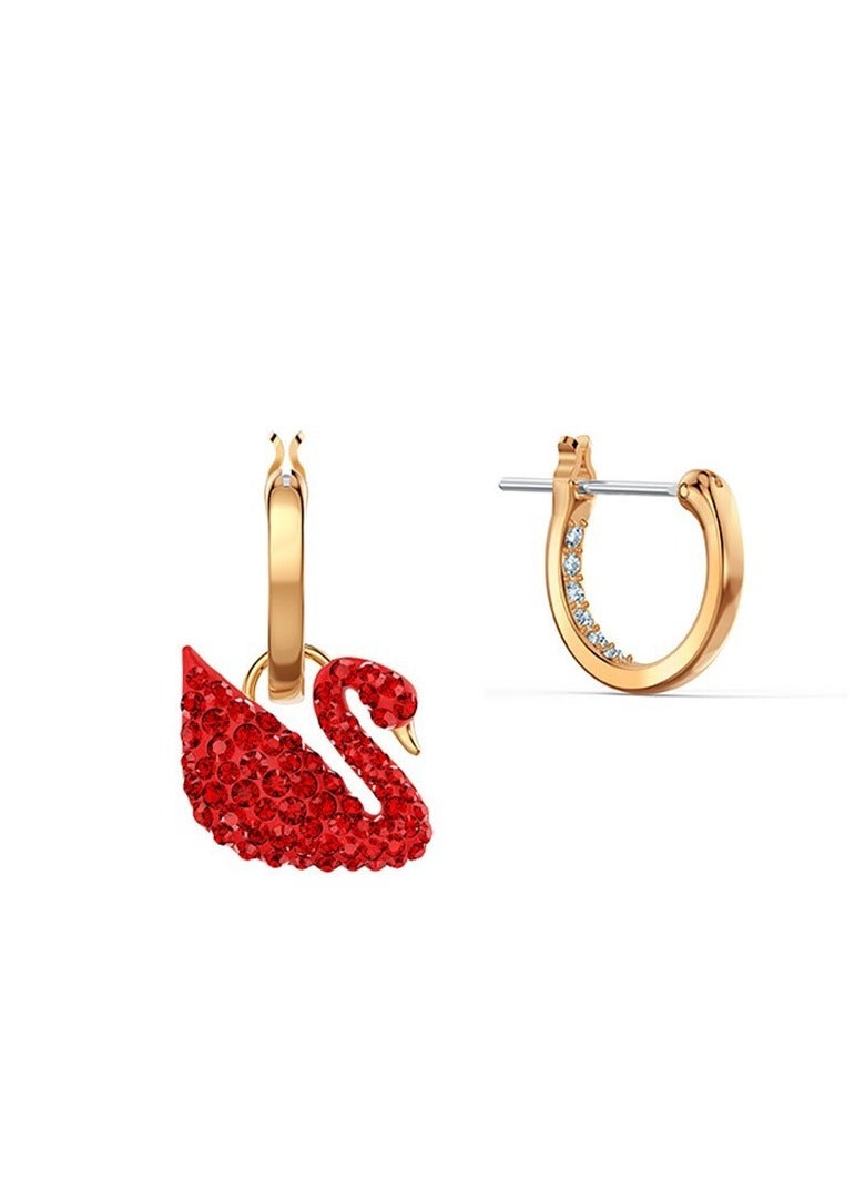 Swaro أقراط نسائية متدلية باللون الأحمر من مجموعة سوان الشهيرة - Image 4