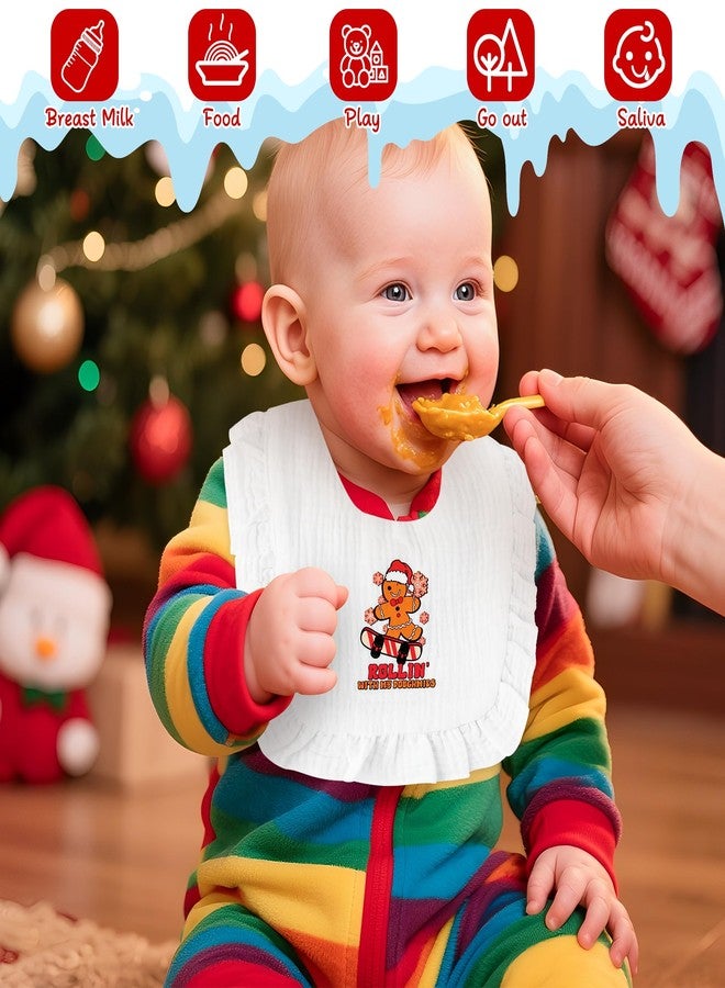 BWkoss 3Pcs Christmas Baby Bibs for Toddler - Xmas Breath Muslin Feeding Bibs with Button Baby Drooling and Teething Bib for 6-12 Months Unisex Babies Infants Newborns First Christmas Keepsake Birthday Gift - Image 4