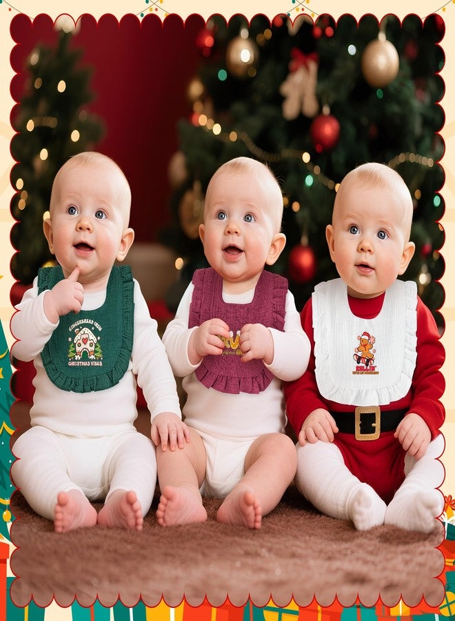 BWkoss 3Pcs Christmas Baby Bibs for Toddler - Xmas Breath Muslin Feeding Bibs with Button Baby Drooling and Teething Bib for 6-12 Months Unisex Babies Infants Newborns First Christmas Keepsake Birthday Gift - Image 5
