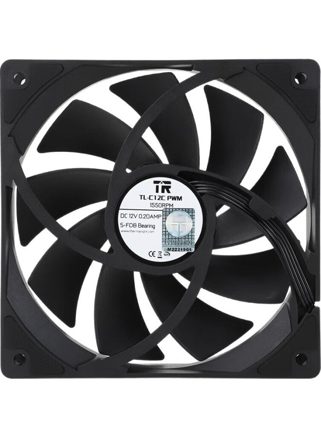 Thermalright مروحة ضغط دخول من ثيرمالرايت Tl-C12C، سوداء 12 سم، تحمل مغناطيسي مستقر S-Fdb، موصل PWM بسلسلة دائرية 4 دبابيس بطول 50 سم، 1550 دورة في الدقيقة - Image 2
