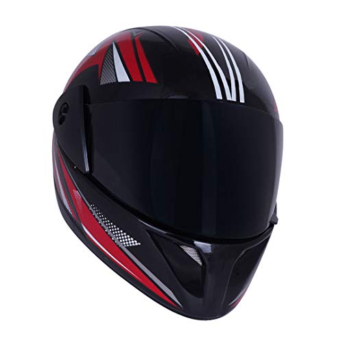 Western Era Pro ISI Certified ABS Helmet, Full Face Red Graphics, Stylish, High-End Safety UV Protection Visor Enhanced Design Ultra Comfort (Black Glossy, Size: Large) - Image 1