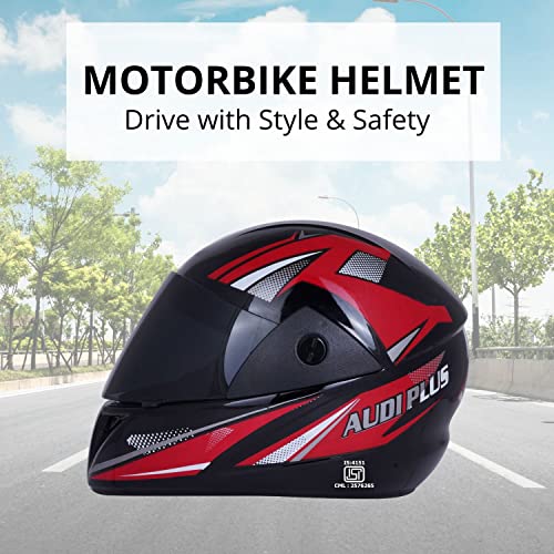 Western Era Pro ISI Certified ABS Helmet, Full Face Red Graphics, Stylish, High-End Safety UV Protection Visor Enhanced Design Ultra Comfort (Black Glossy, Size: Large) - Image 2