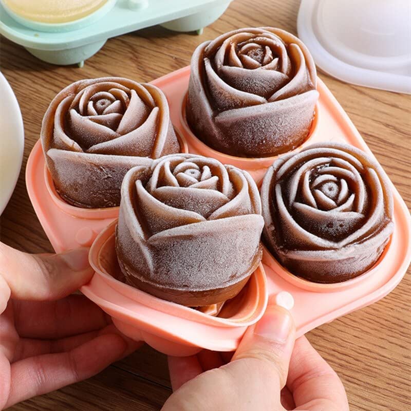 Rexez Silicone Ice Cube Trays Without Lid, 3D Rose Shape Ice Cube Mold Ice Ball Maker, BPA Free Moulds, Easy Release Silicone & Flexible Trays, Reusable Best for Freezer, Water, Whiskey, Cocktail - Image 2