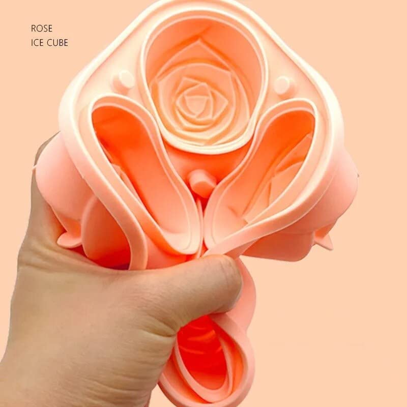 Rexez Silicone Ice Cube Trays Without Lid, 3D Rose Shape Ice Cube Mold Ice Ball Maker, BPA Free Moulds, Easy Release Silicone & Flexible Trays, Reusable Best for Freezer, Water, Whiskey, Cocktail - Image 3
