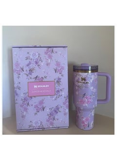 Stanley Love Shack Fancy H2.0 Flow State 40oz  Tumbler, Stainless Steel Vacuum Insulated Quencher with Lid, Straw, and Stopper, Ideal for Water and Iced Tea, Keeps Drinks Cold, Presented in Elegant Gift-Ready Packagin purple