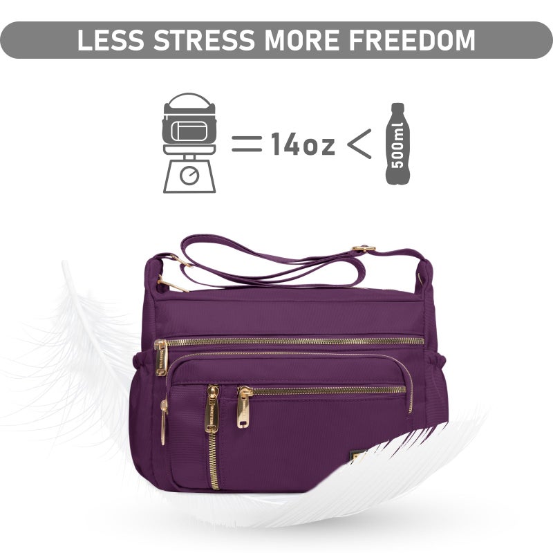 NPBAG Crossbody Bag for Women, Shoulder Purse Handbag Messenger Bag, Trendy Pocketbooks, Waterproof and Multi-Pockets (Purple) - Image 5