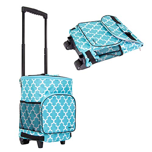 dbest products Ultra Compact Cooler Smart Cart, Moroccan Tile Insulated Collapsible Rolling Tailgate BBQ Beach Summer - Image 1
