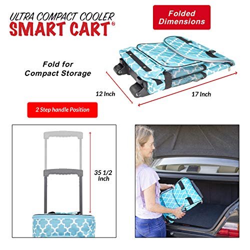 dbest products Ultra Compact Cooler Smart Cart, Moroccan Tile Insulated Collapsible Rolling Tailgate BBQ Beach Summer - Image 4