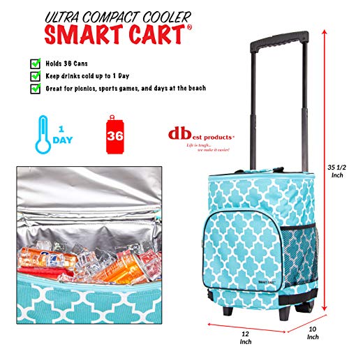 dbest products Ultra Compact Cooler Smart Cart, Moroccan Tile Insulated Collapsible Rolling Tailgate BBQ Beach Summer - Image 2