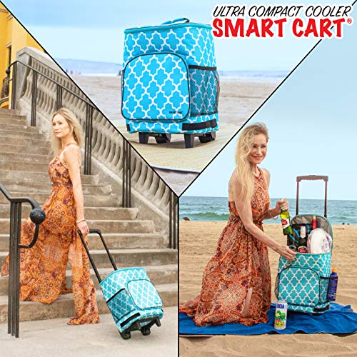 dbest products Ultra Compact Cooler Smart Cart, Moroccan Tile Insulated Collapsible Rolling Tailgate BBQ Beach Summer - Image 5