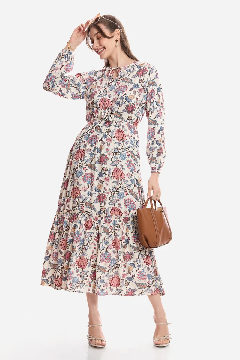 فيرجيو Floral Cotton A-Line Maxi Dress for Women