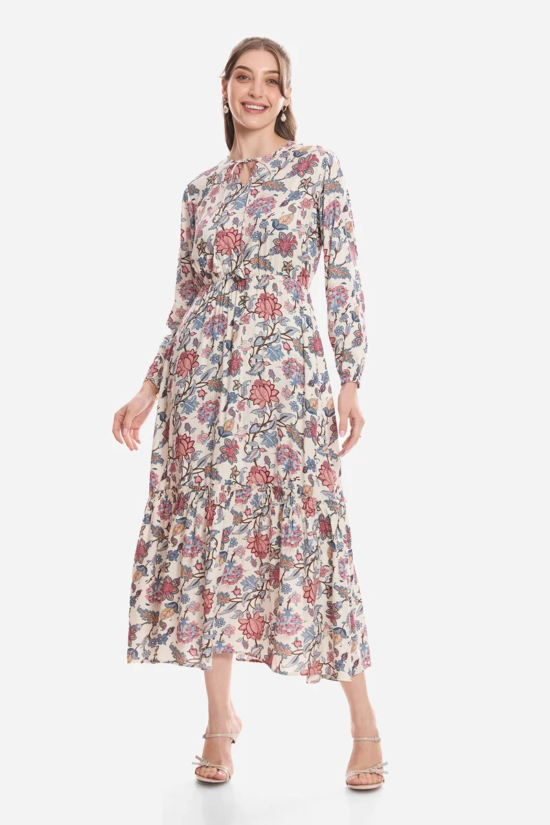 فيرجيو Floral Cotton A-Line Maxi Dress for Women