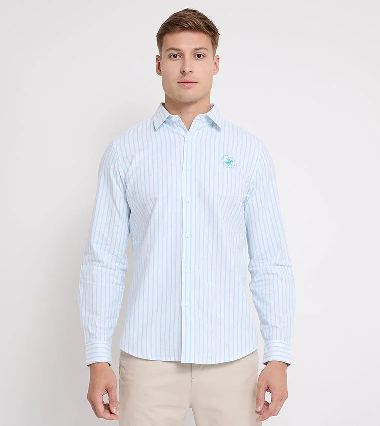 Striped regular fit cotton shirt