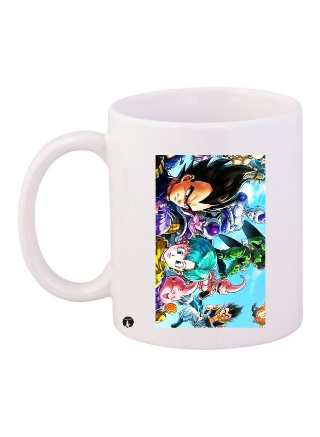 RYN Cartoon Printed Coffee Mug White/Blue/Green 11ounce