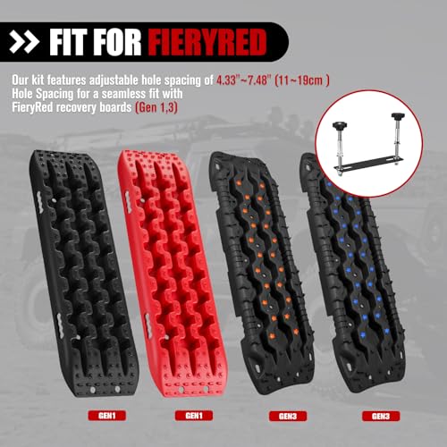 FieryRed Upgraded Traction Board Mount Pins, Anti-rust Recovery Board Mounting Kit Fit for All 4.33"~7.48" (11~19cm) Hole Spacing - Image 2