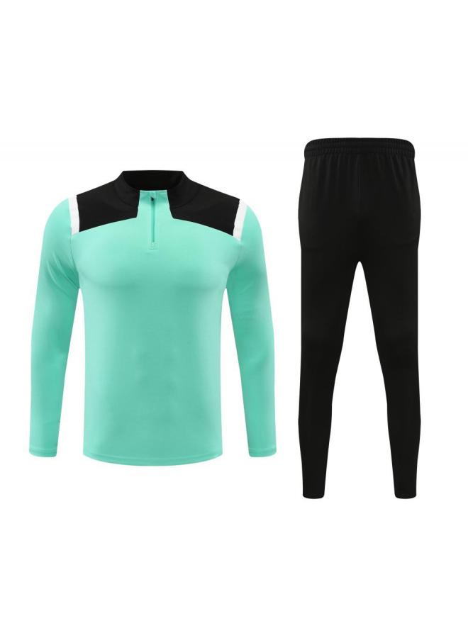 Long-sleeved Velvet Football Suit For Adults And Children Sports Suit Half-zip Training Suit Training Camp Team Uniform Autumn And Winter