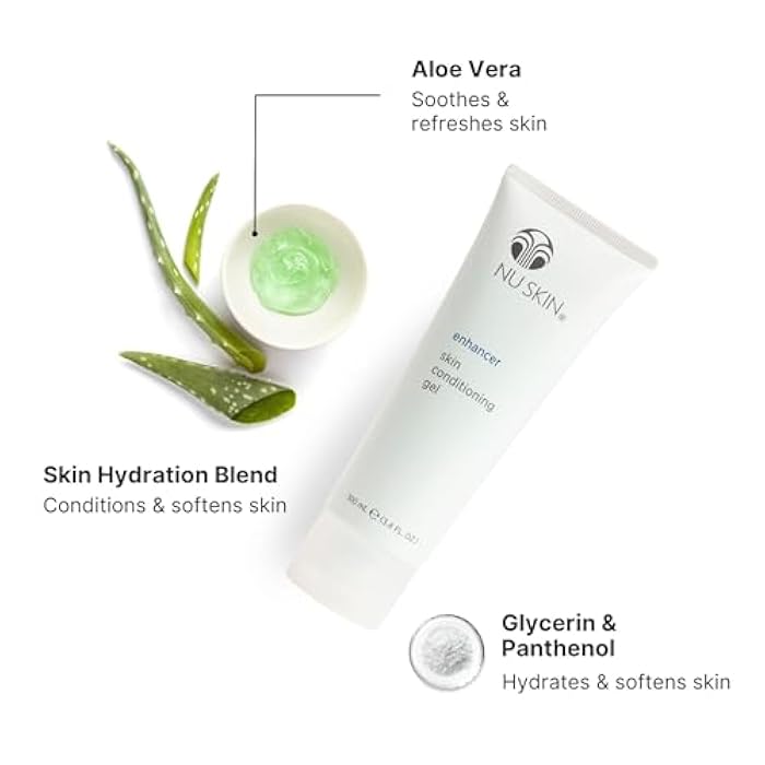 Nu Skin Enhancer Skin Conditioning Gel | Aloe Vera-Infused Soothing Formula for Ultimate Skin Comfort, Hydration, and Versatility in Skincare Routines | Lightweight Moisturizer | 3.4 Fl Oz | 1 Pack - Image 4