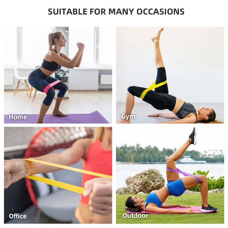 Resistance Bands 5 Set of Different Resistance Levels Elastic Bands for Legs Arms Workout Physical Therapy Yoga Gym Training with Carry Bag and Instruction Guide - Image 4