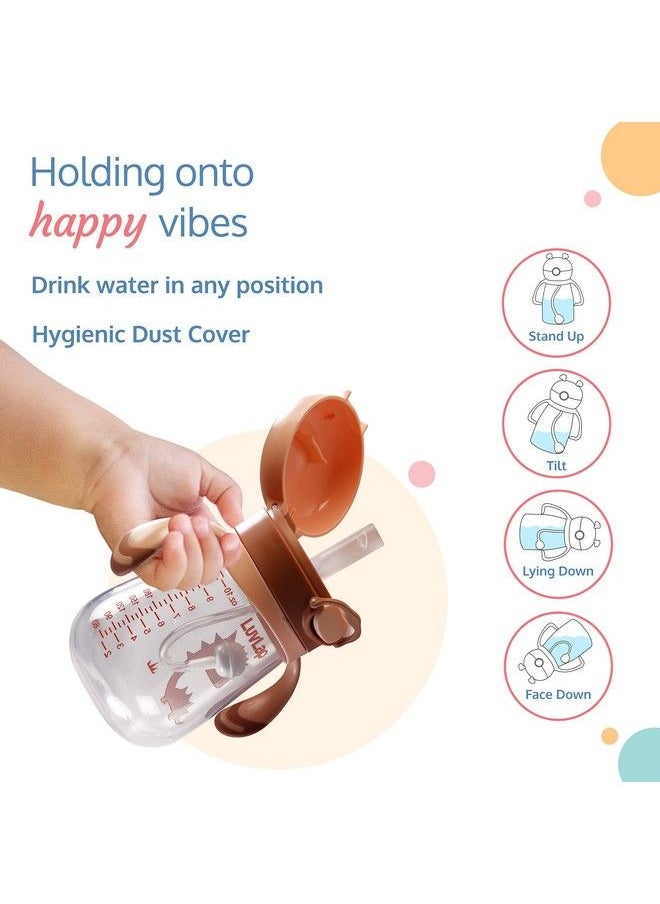Luvlap - Baby Bite Resistant Soft Silicone Straw Sipper Cup With Handle With Weighted Straw Sippy Cup With Anti Spill Lock Bpa Free 6M+ 300 Ml Brown - Image 1