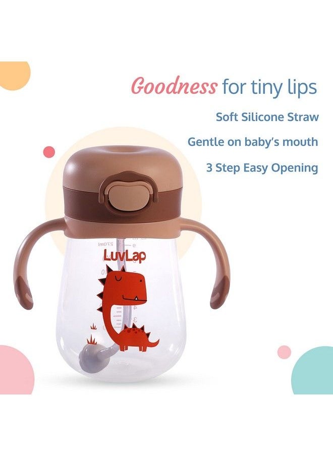 Luvlap - Baby Bite Resistant Soft Silicone Straw Sipper Cup With Handle With Weighted Straw Sippy Cup With Anti Spill Lock Bpa Free 6M+ 300 Ml Brown - Image 1