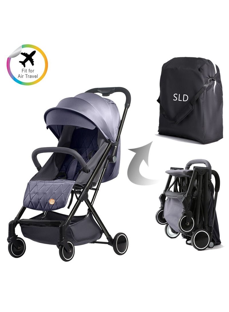 TEKNUM عربة أطفال خفيفة الوزن - يمكن حملها مع حقيبة حفاضات Sunveno Styler Fashion - رمادي غامق - Image 2