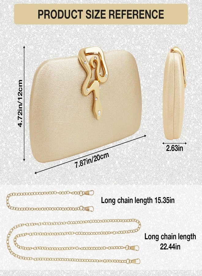 KOLODOGO محفظة كولودوغو اللامعة للنساء مع مشبك ثعبان ذهبي، حقيبة أنيقة للمناسبات والحفلات - Image 5