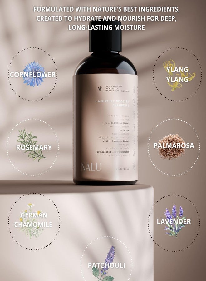 NALU Organic Moisture Booster Shampoo. Ultimate Hydration Indulgence and Deep Moisture. Strenghtens & Prevents Breakage. Powerfull Blend of Organic Essentials. All Hair Types, 8 Fl Oz. - Image 2