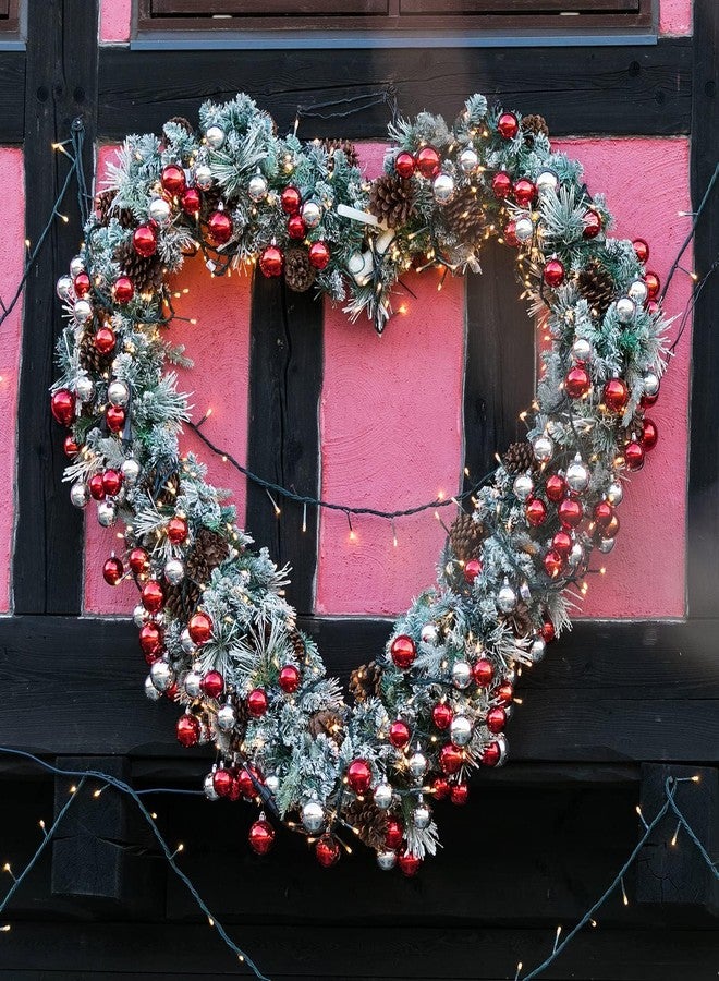 Ruisita 3 Pack 14 Inch Valentine Christmas Heart Metal Wreath with Green Floral Wire Heart-Shaped Wire Wreath Frame DIY Crafts for Valentine's Day, Christmas, Wedding, Home Decors - Image 3