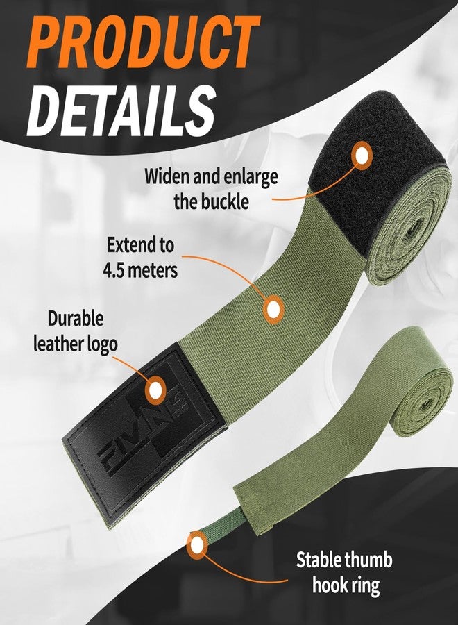 FIVING Premium Handwraps 180 inches Elastic Hand Wraps with Thumb Loop for Boxing, MMA, Muay Thai and Other Martial Arts 4m for Men & Women (Army Green, 4.5m) - Image 3