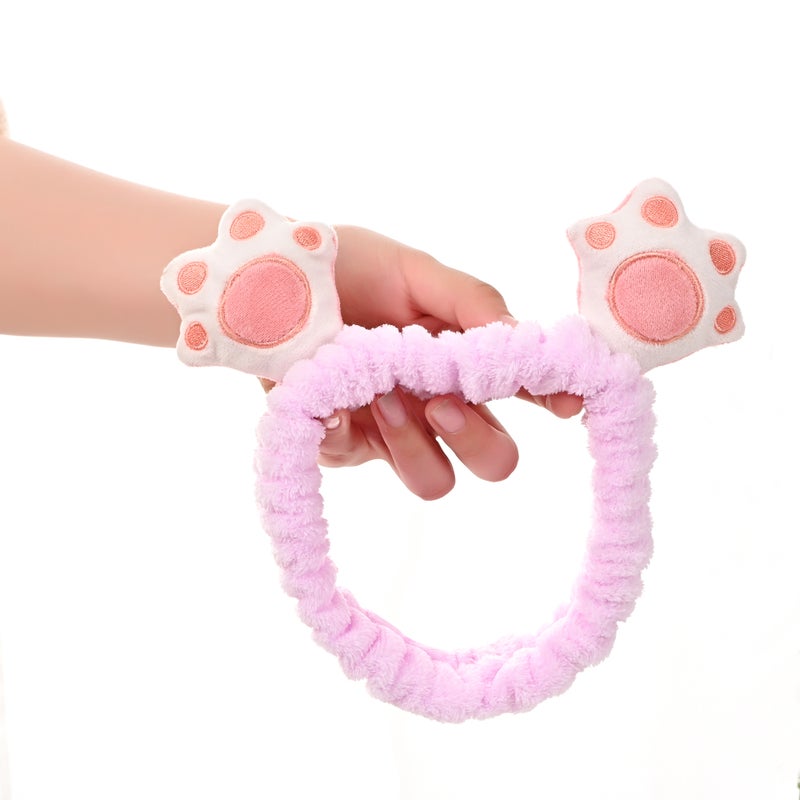 Generic Korean Style Cute Cartoon Cat Claw Bear Palm Headband Face Wash Hair Band Internet Celebrity TikTok Quick Hand Hair Band for Girls 8 Purple