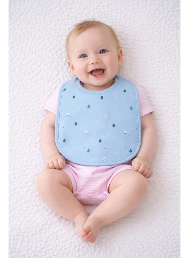 لؤي **زجاجة رضاعة من الستانلس ستيل مع حلمة سيليكون ومجموعة مريلة قطنية ناعمة مقاومة للماء باللون الأزرق لحديثي الولادة** 🍼👶