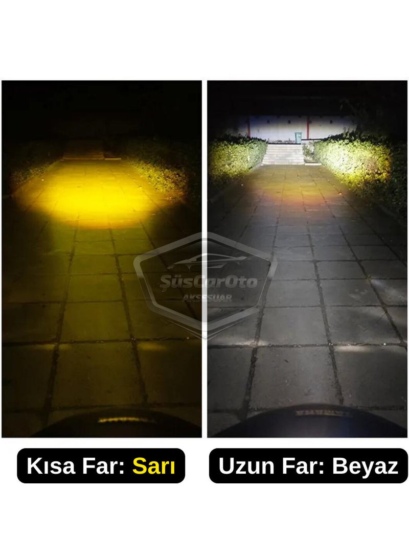 Hyundai I20 2008-2014 Compatible Lens Headlight Bulb LED Xenon Dual Color Yellow-White Headlight Lightning Effect Csp LED Lamp Long Short 2 Piece Set