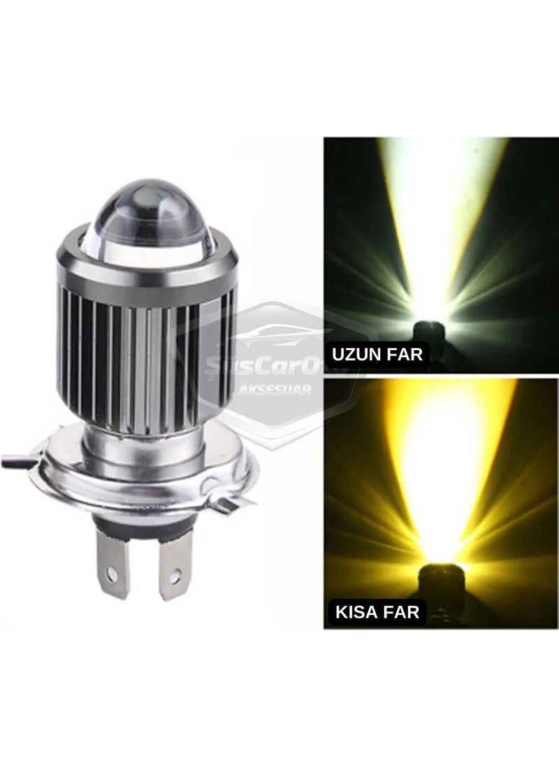 Hyundai I20 2008-2014 Compatible Lens Headlight Bulb LED Xenon Dual Color Yellow-White Headlight Lightning Effect Csp LED Lamp Long Short 2 Piece Set