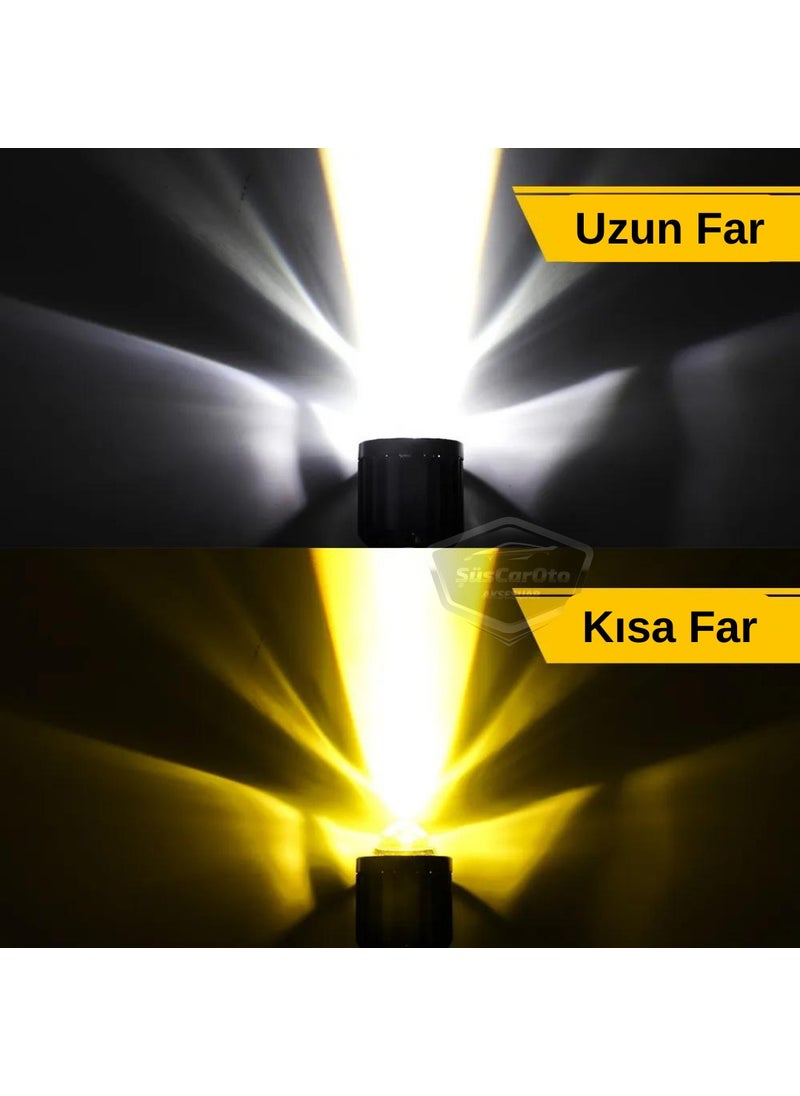 Hyundai I20 2008-2014 Compatible Lens Headlight Bulb LED Xenon Dual Color Yellow-White Headlight Lightning Effect Csp LED Lamp Long Short 2 Piece Set