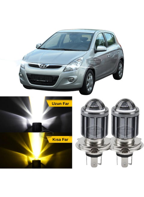 Hyundai I20 2008-2014 Compatible Lens Headlight Bulb LED Xenon Dual Color Yellow-White Headlight Lightning Effect Csp LED Lamp Long Short 2 Piece Set
