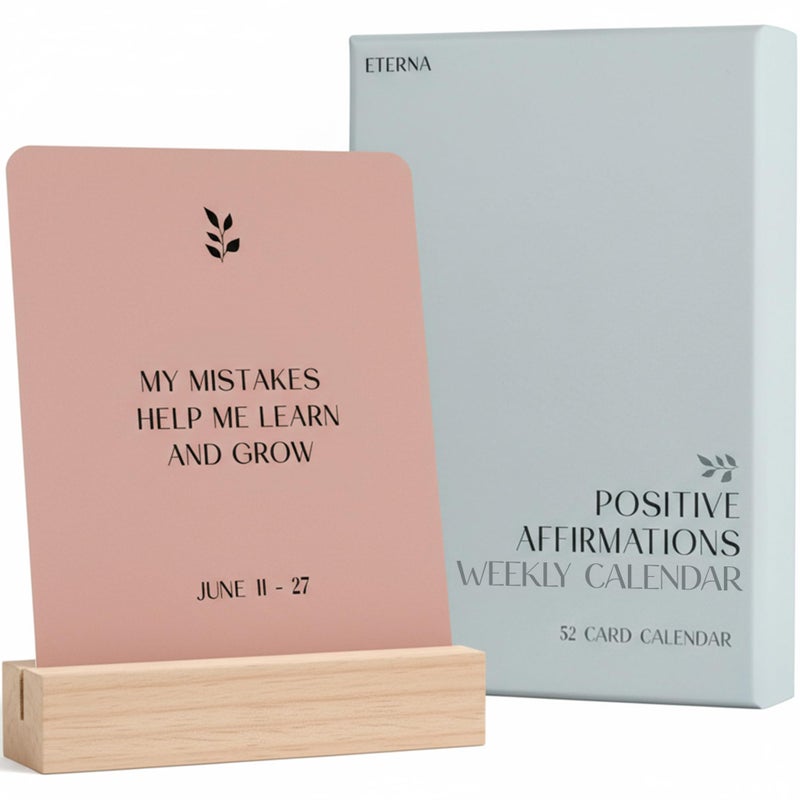 Eterna Goods Positive Affirmation Cards Weekly Calendar | 52 Aesthetic Encouragement Mindfulness Desk Cards for Every Week of the Year, Daily Self Mantras For Mental Wellness, Great Motivational Gift For Women & Men - Image 1
