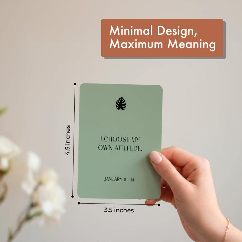 Eterna Goods Positive Affirmation Cards Weekly Calendar | 52 Aesthetic Encouragement Mindfulness Desk Cards for Every Week of the Year, Daily Self Mantras For Mental Wellness, Great Motivational Gift For Women & Men - Image 4