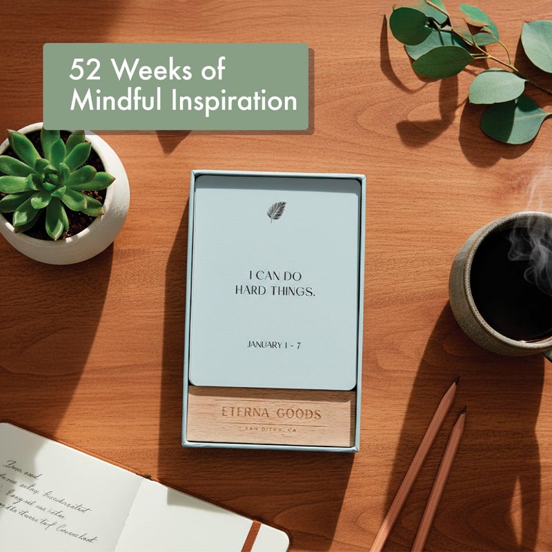 Eterna Goods Positive Affirmation Cards Weekly Calendar | 52 Aesthetic Encouragement Mindfulness Desk Cards for Every Week of the Year, Daily Self Mantras For Mental Wellness, Great Motivational Gift For Women & Men - Image 2