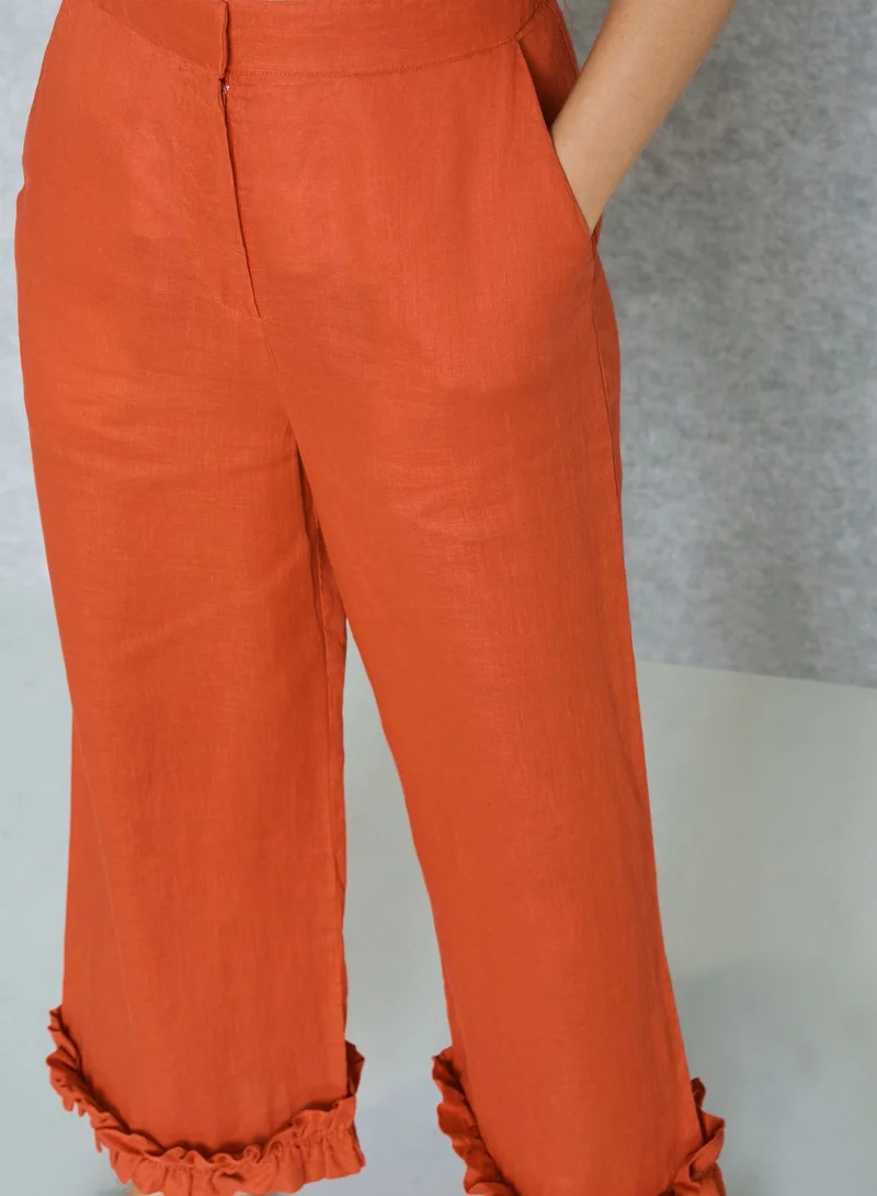 Finery London Wide Leg Ruffled Pants