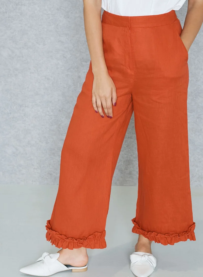 Finery London Wide Leg Ruffled Pants