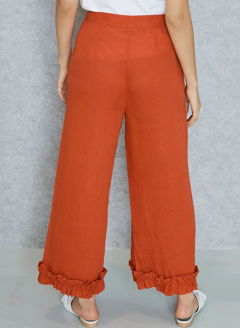 Finery London Wide Leg Ruffled Pants